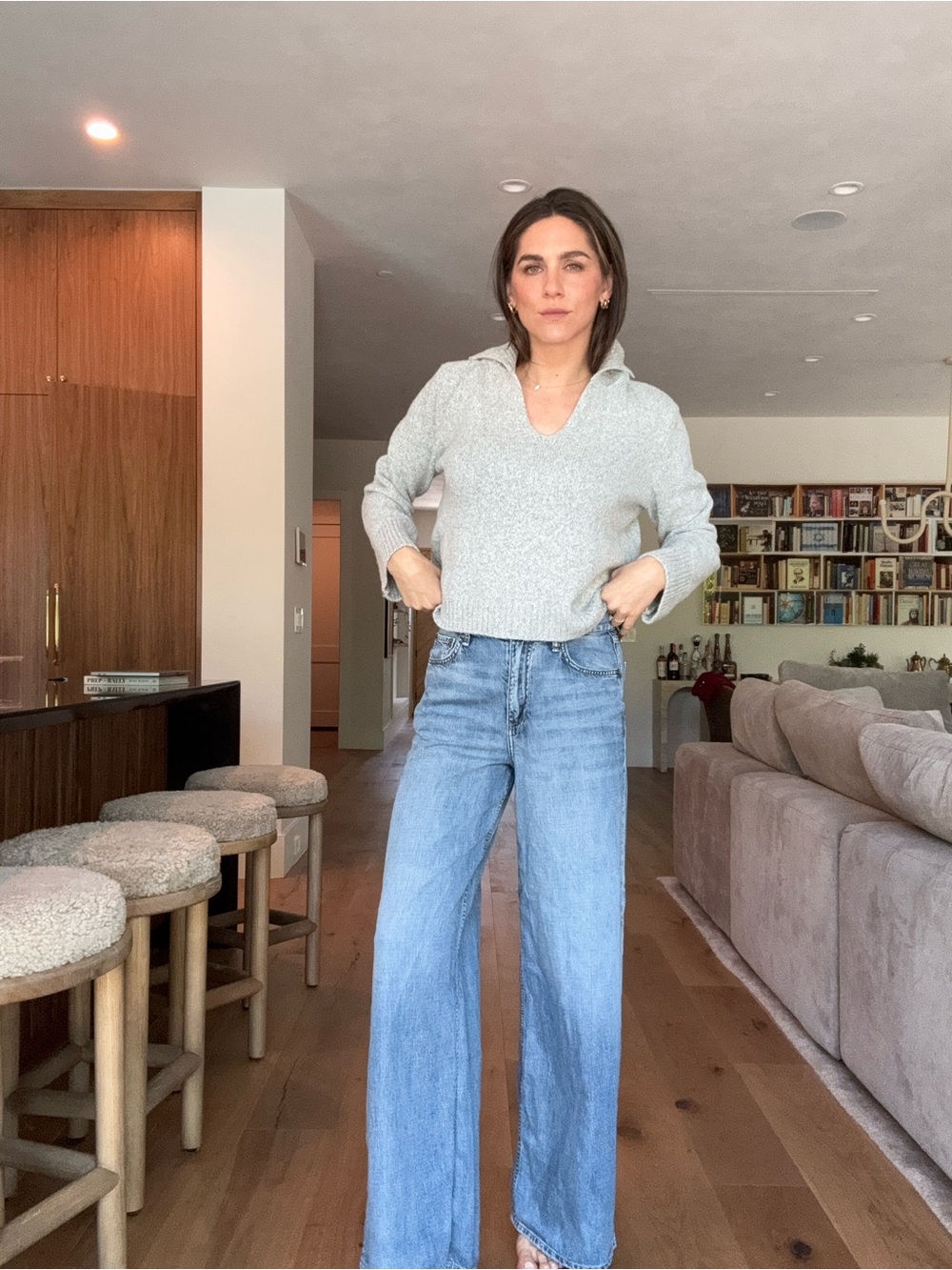 rag & bone Light Blue Wide-Leg Denim Jeans